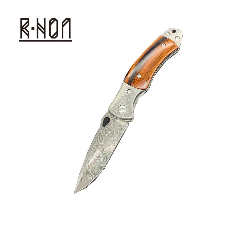Edc Carry Pocket Knife - RHON 3,14 Zoll Premium Damaszener Stahl