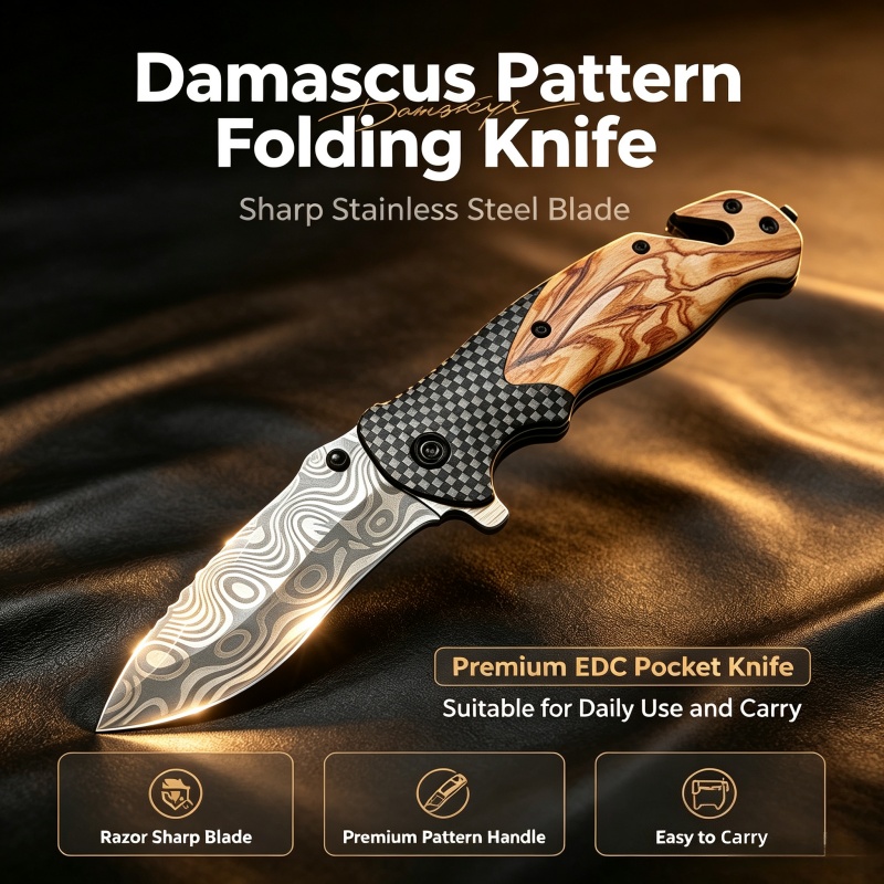 Damaszener-Muster Klappmesser  – Edc Carry Pocket Knife Bewertung und Preis